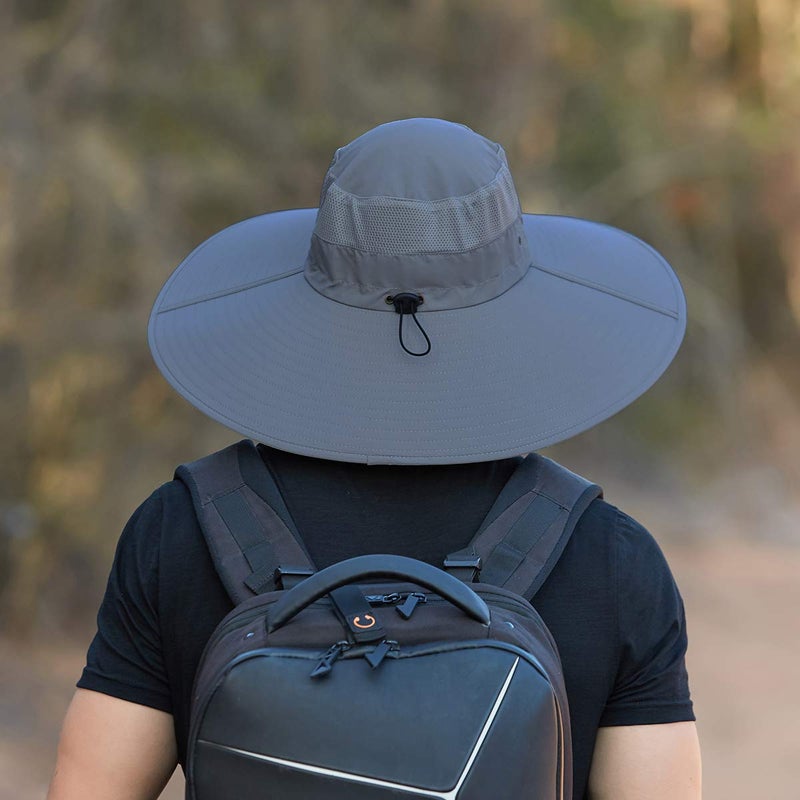 Leotruny Super Wide Brim Bucket Hat UPF50+ Waterproof Sun Hat for Fishing Hiking Camping (C05-Gray) - Image 3